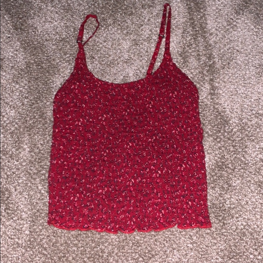 red floral hollister tank top size small